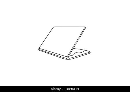 Laptop one line art Of minimalist vector icon with Black And white Stock Vector