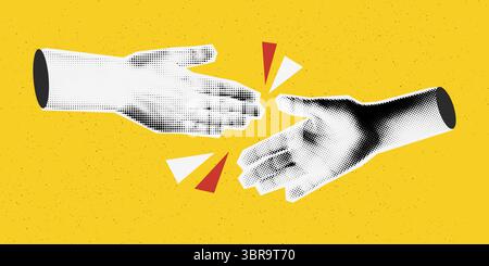 Halftone collage business handshake banner vector illustration Stock Vector