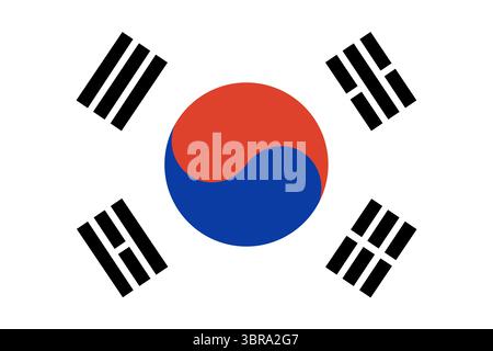 South Korea Flag. Republic of Korea flag. Official colors and proportions. Stock Vector