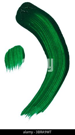 Bold green paint strokes dance across a white background, showcasing artistic flair. Stock Photo