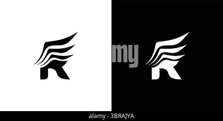 R logo design combined with an abstract and unique wing symbol Stock Vector