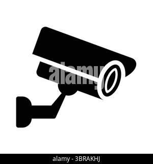 A sleek and modern security camera icon representing surveillance technology for safety monitoring. Ideal for use in various design projects or inform Stock Vector