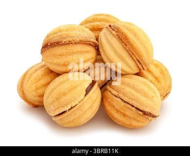 walnut shaped cookies path isolated on white Stock Photo