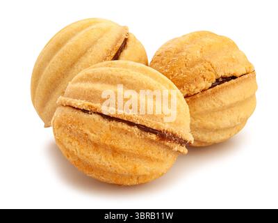 walnut shaped cookies path isolated on white Stock Photo