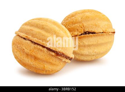 walnut shaped cookies path isolated on white Stock Photo