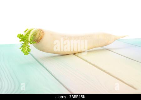 daikon radish on wood background Stock Photo