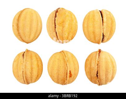 walnut shaped cookies path isolated on white Stock Photo