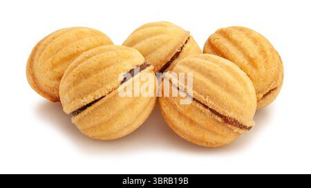 walnut shaped cookies path isolated on white Stock Photo