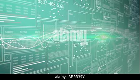 Displaying translucent analytics interface in virtual environment with floating panels and charts Stock Photo