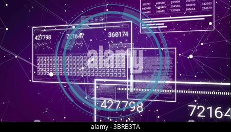 Displaying translucent data panels on analytics dashboard, with teal overlay and code blocks Stock Photo