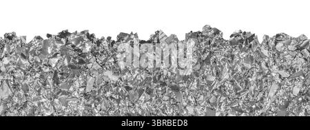 Silver foil texture isolated on transparent background. Crumpled metallic foil pieces with sharp reflections and jagged edges. Realistic shiny Stock Photo