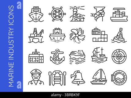 Marine Industry Icons Stock Vector