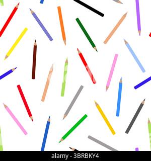 Pencils school accessory seamless pattern, simple hand drawn cute repeat back to school ornament, ideal for textile, gift paper or other design with painting tool for hobby, craft, drawing Stock Vector
