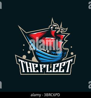 Boat mascot logo design vector with modern illustration concept style for badge, emblem and t shirt printing. Boat illustration for sport team. Stock Vector