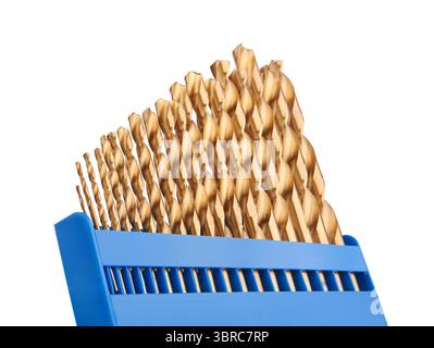 Drill bits of different sizes, isolated on white background Stock Photo
