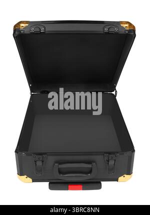 Opened Black suitcase isolated on white background Stock Photo
