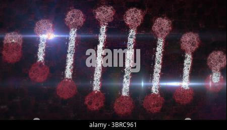 Showing eight rods alternating white and red clusters in 3D field, with flare streaks and clusters Stock Photo