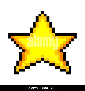 Yellow star in pixel art style Stock Vector