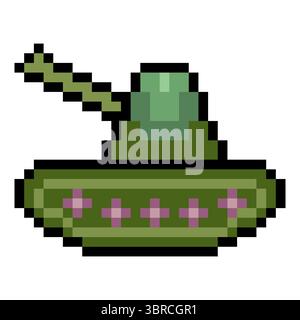 War machine armored tank in pixel art style Stock Vector