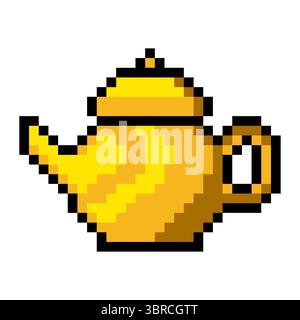 Teapot in pixel art style Stock Vector