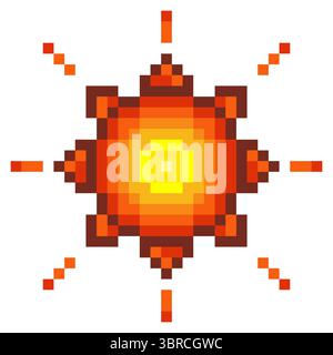 Sun in pixel art style Stock Vector