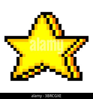 Yellow star shape in pixel art style Stock Vector
