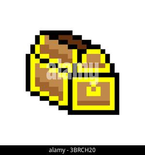 Treasure chest in pixel art isolated on white background Stock Vector