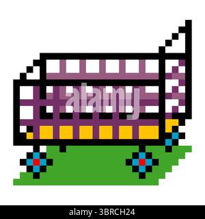 Trolley in pixel art style Stock Vector