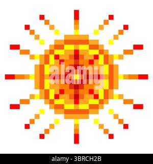 Sun in pixel art style Stock Vector