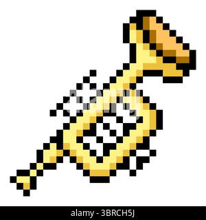 Trumpet in pixel art style Stock Vector