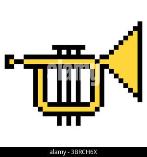 Trumpet in pixel art style Stock Vector