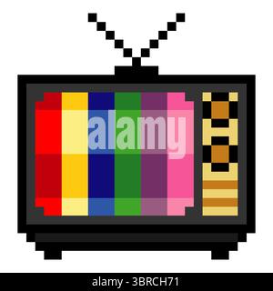 Old retro television in 8 bit pixel art style Stock Vector