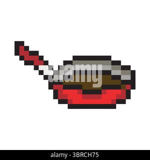Fraying pan with pixel art style Stock Vector