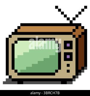 Old retro television in 8 bit pixel art style Stock Vector