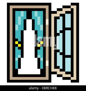 Open window with pixel art Stock Vector