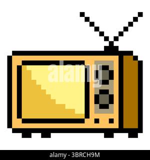 Old retro television in 8 bit pixel art style Stock Vector