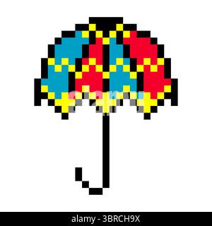 Umbrella in pixel art style Stock Vector