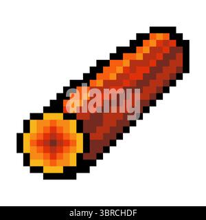 Wooden tree log in pixel art style Stock Vector