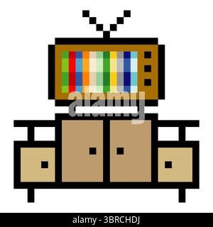 Television set in pixel art style Stock Vector
