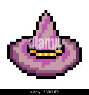 Witch hat in pixel art style Stock Vector