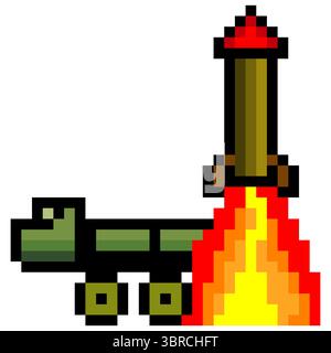 Missile launcher truck with pixel art style Stock Vector