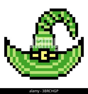 Witch hat in pixel art style Stock Vector