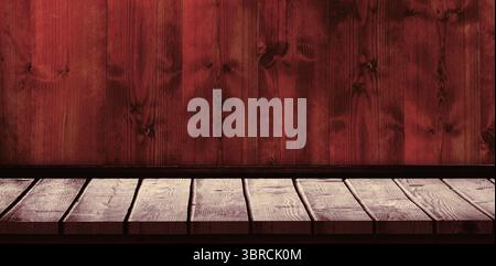 Flat design empty wooden surface is featuring horizontal planks with vertical paneled background Stock Photo