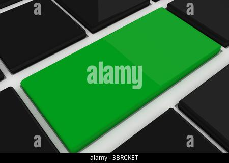 Black keyboard with green key Stock Photo