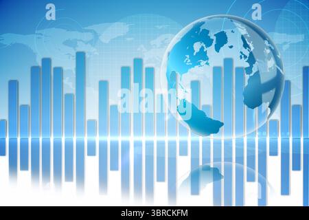 Global business graphic in blue Stock Photo