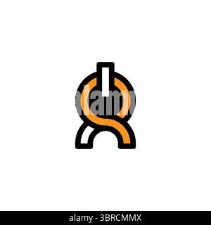 Minimalist XQ QX Power button Monogram Icon Logo for Timeless Branding Stock Vector