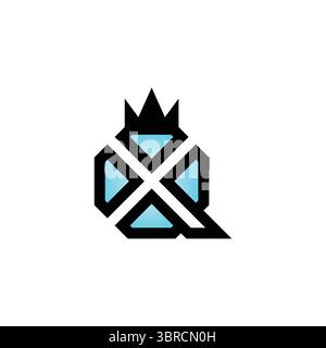 Minimalist XQ QX Crown Monogram Icon Logo for Timeless Branding Stock Vector