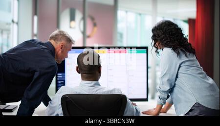 Multiracial Agile Developer Team Collaborating On Kanban Board In Office Stock Photo