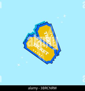 Two Bright Tickets on a Light Blue background Vector Illustration Flat Design Stock Vector