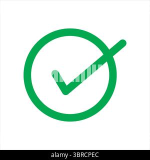 Green Check Mark in Circle Icon Stock Vector